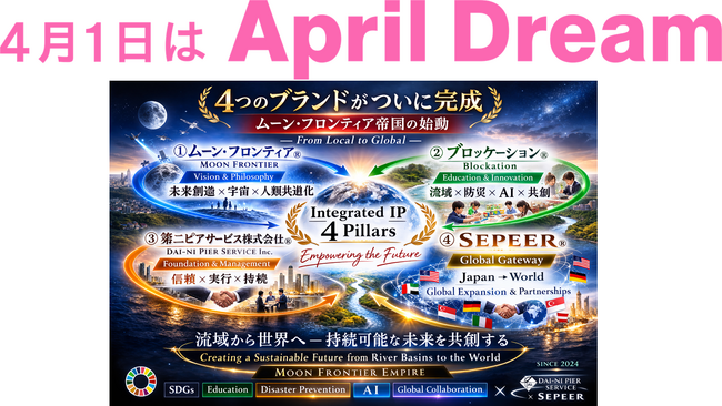 【April Dream】４ブランド（商標）集結でムーン・フロンティア(R)帝国始動～「やさなご放送局」と「ブロッケーション(R)」が拓く社会地域課題解決型プラットフォーム新時代到来