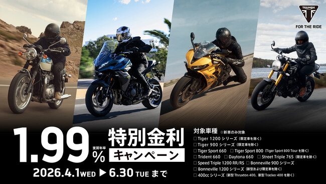 トライアンフから「1.99%特別金利キャンペーン」開催のお知らせ