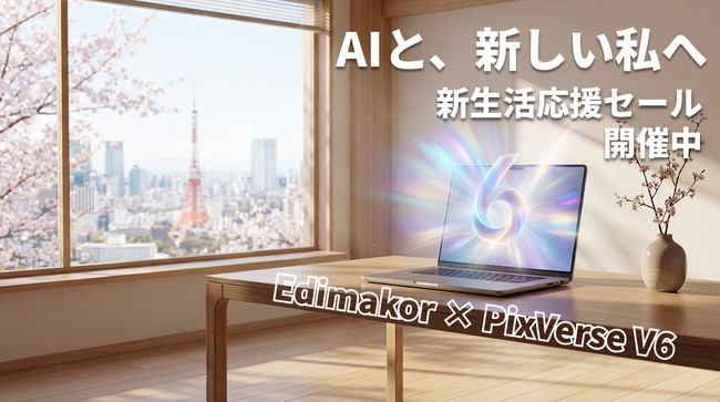 AI動画編集「Edimakor」、最新生成モデル「PixVerse V6」を搭載、新生活応援セールも開始