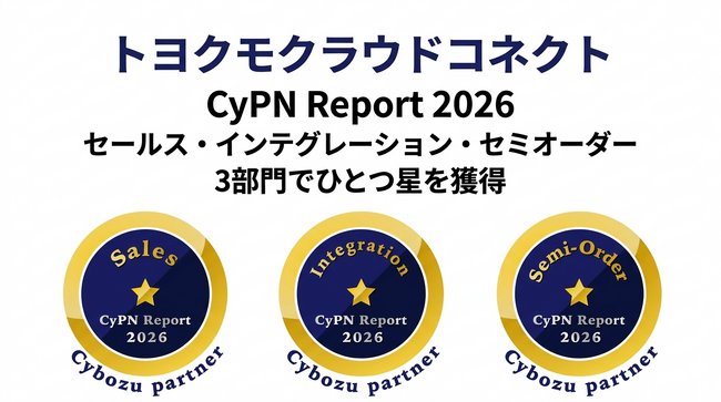 トヨクモクラウドコネクト、CyPN Report 2026にてセールス部門・インテグレーション部門・セミオーダー部門の3部門でひとつ星を獲得