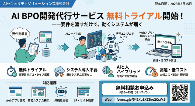 システム開発をAIで代行する「AI BPO開発代行サービス」の無料トライアルを開始