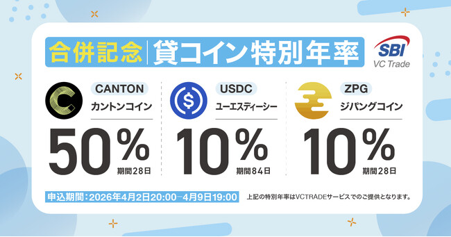 【SBI VCトレード・ビットポイント合併記念】特別年率での貸コイン募集のお知らせ
