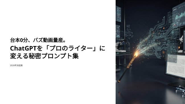 台本0分、バズ動画量産。ChatGPTを「プロのライター」に変える秘密プロンプト集｜2026年決定版・即実行テンプレート