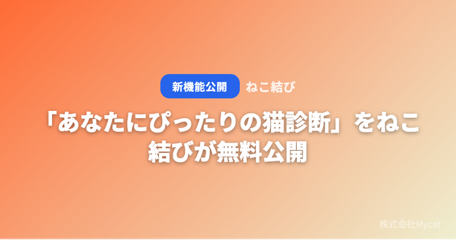 「あなたにぴったりの猫診断」をねこ結びが無料公開 ── 5つの質問で相性の良い猫種TOP3がわかる
