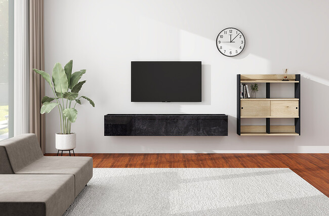 浮かせて設置するフロートテレビボードが1cm単位のサイズオーダー対応で、家具メーカーarneより販売スタート