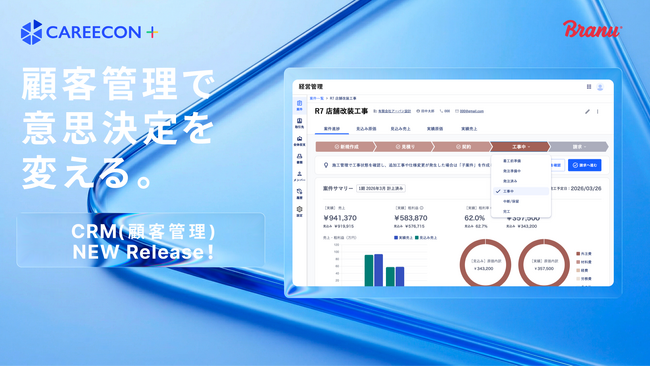 「CAREECON Plus」経営管理機能に「CRM（顧客管理）」が登場