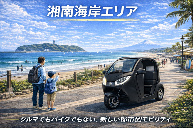 【神奈川県・湘南エリア初上陸！“海と暮らす街”で体験する新しい移動のかたち】都市型EVモビリティ「e-NEO」試乗販売会4月19日(日)開催。ゲリラキャンペーンも同時開催！
