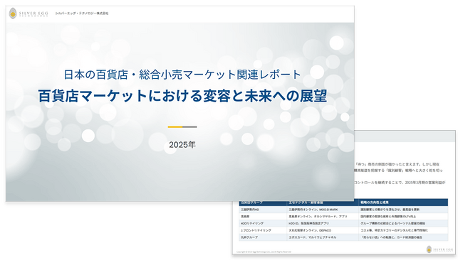 シルバーエッグ、AIによる変革期を迎える「日本の百貨店・総合小売市場」に関するレポートを発表