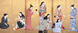 婦女遊楽図屏風(松浦屏風 左隻) 婦女遊楽図屏風(松浦屏風 左隻)