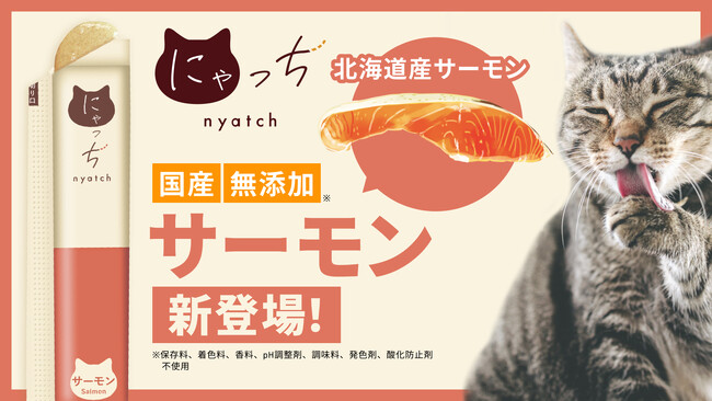 安心して愛猫にあげてほしいから。食塩不使用、100％天然由来原料の無添加ピューレ「にゃっち」にサーモン味が新登場