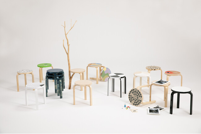 安藤忠雄、深澤直人ら15 組が手がけた、世界に一脚のみのArtek〈スツール60〉を一般公開