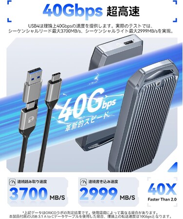 【今だけ35%OFF】ORICO USB4 NVMe ケース「M2V01-C4」