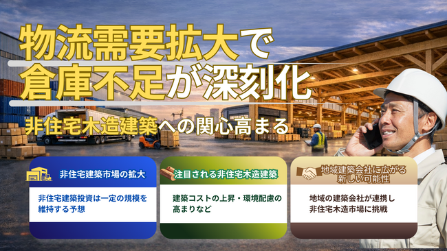 物流需要拡大で倉庫不足が深刻化、非住宅木造建築への関心が高まる背景