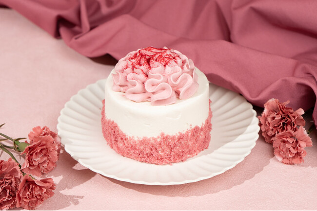 【母の日限定】“親子で共感するかわいい”をテーマにしたシフォンケーキ『Carnation』を発売。カーネーションをモチーフにした華やかな一台