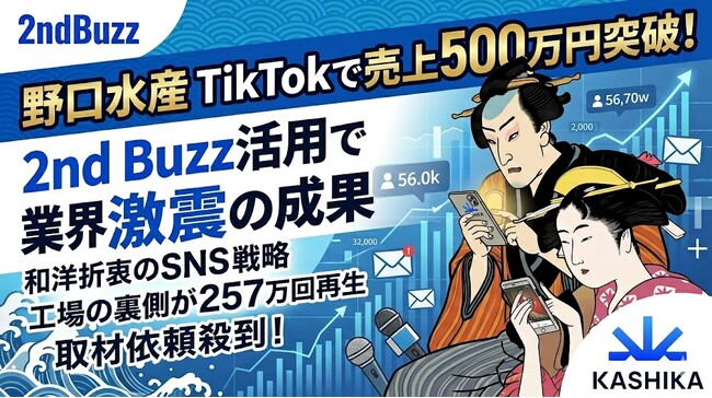 SNS運用支援「2nd Buzz」活用事例──野口水産がTikTok運用で売上500万円を突破、各メディアからの取材依頼も殺到