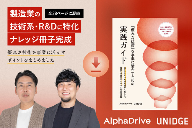 AlphaDrive・UNIDGE、R&D・技術部門に特化した事業開発ナレッジを公開