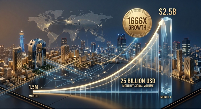 【150万ドルから25億ドルへ】わずか4ヶ月で1,666倍の急成長、Finger Traderの月間取引シグナル規模が25億ドルを突破