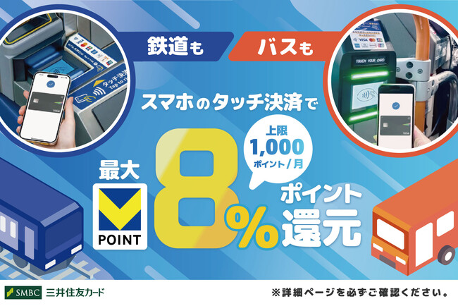 三井住友カード、「スマホのタッチ決済乗車で最大8％還元！」を開始