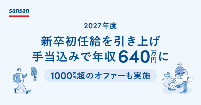 Sansan、新卒初任給を引き上げ 手当込みで年収640万円に 1000万円超のオファーも実施