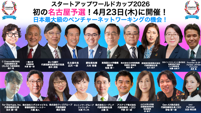 【スタートアップワールドカップ2026名古屋予選】産学官金の豪華ゲスト登壇決定！