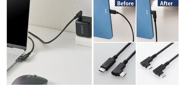 やわらかケーブル×L字コネクター搭載で、出っぱらず、スッキリ接続！USB2.0ケーブル3タイプを新発売