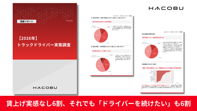 賃上げ実感なし6割、それでも「ドライバーを続けたい」も6割。Hacobu、【2026年】トラックドライバー実態調査を実施