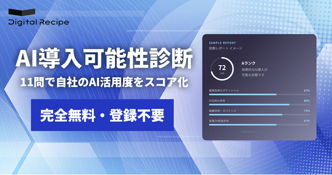 【無料 / 約3分で完了】11問で自社のAI導入準備度をスコア化できる「AI導入可能性診断」をリリース