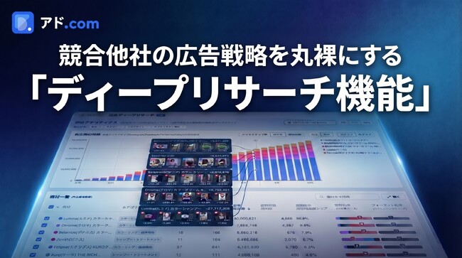 【新機能】広告リサーチ・AIツール「アド.com」、競合の“過去と今”の広告戦略を丸裸にする「ディープリサーチ機能」をリリース！