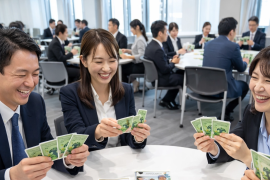 カードゲームで研修する様子