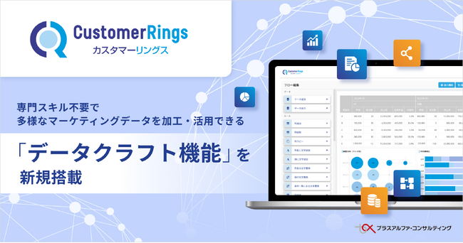 CRM/MAツールカスタマーリングスに、専門スキル不要で、多様なマーケティングデータを加工・活用できる 「データクラフト」 機能を新規搭載