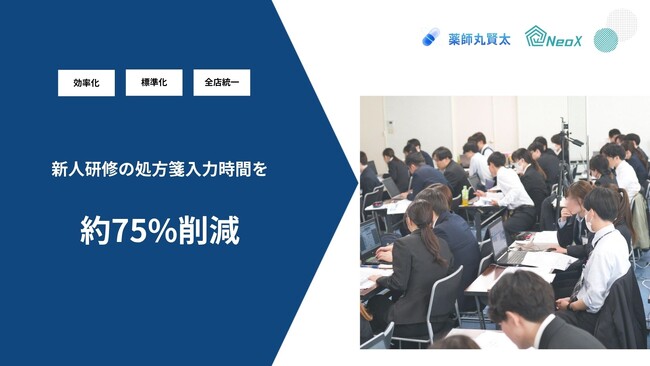 【新人教育の負担を大幅軽減】60名規模の研修で処方箋入力の標準化を促進。NeoX、日本メディカルシステムの研修にAI-OCR「薬師丸賢太」を提供