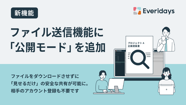 法人向けクラウドストレージ「Everidays」が、ファイル送信機能に「公開モード」を追加