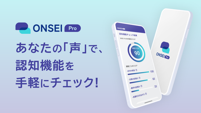 声で認知機能の状態を可視化する、新サービス「ONSEI Pro」提供開始｜AMED支援事業・大学との共同研究から誕生した「脳の健康チェック」の新習慣