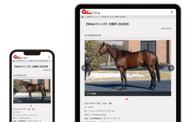 競馬をもっと深く、もっと楽しく　WEBサービス「週刊Gallop Online」オープン　競馬雑誌「週刊ギャロップ」をスマホやPCで、手軽に！お得に！