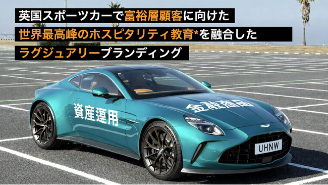 プレミアム金融サービスのための、英国スポーツカーでビスポーク（個別設計）する、ラグジュアリーブランディング