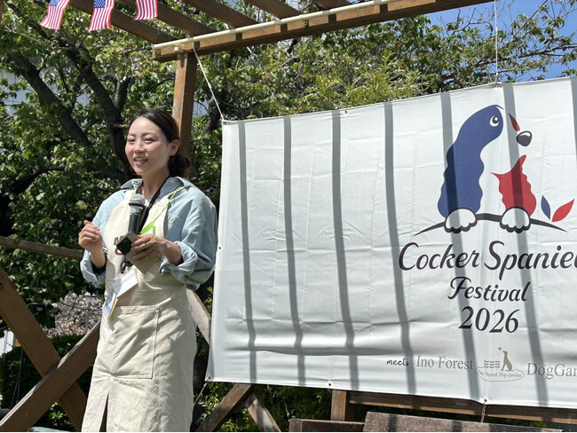 コッカースパニエルの皮膚ケアとCBD活用を解説するステージに登壇。M&N’s CBDがフェス出展