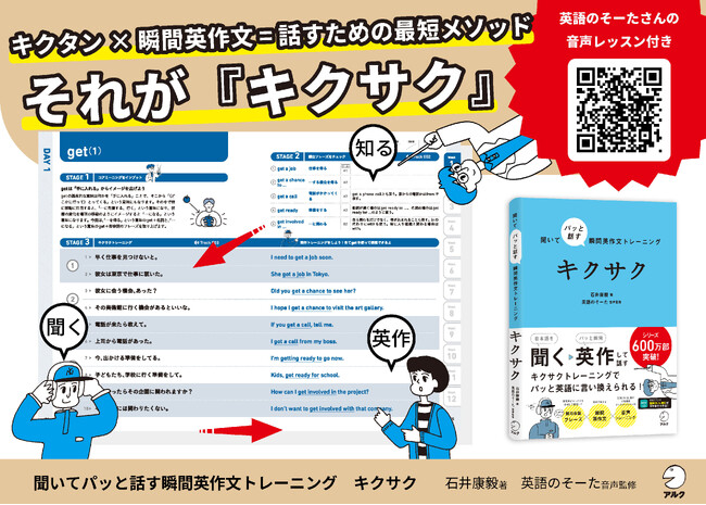 いざ話すと英語が出てこないを解決する！『聞いてパッと話す瞬間英作文トレーニング　キクサク』4月22日発売