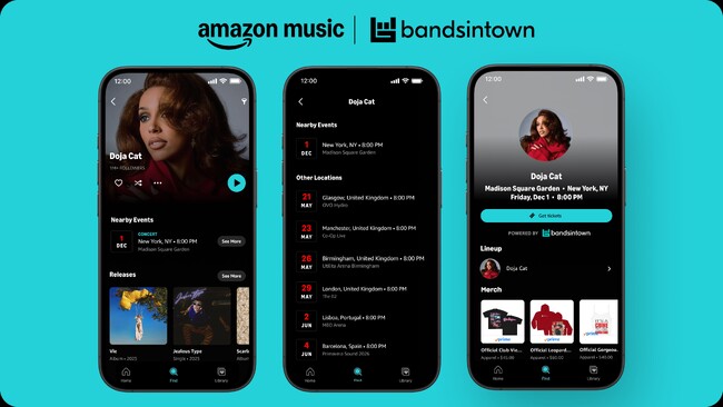 Amazon MusicとBandsintownが提携し、国内外アーティストのコンサート情報の提供を開始