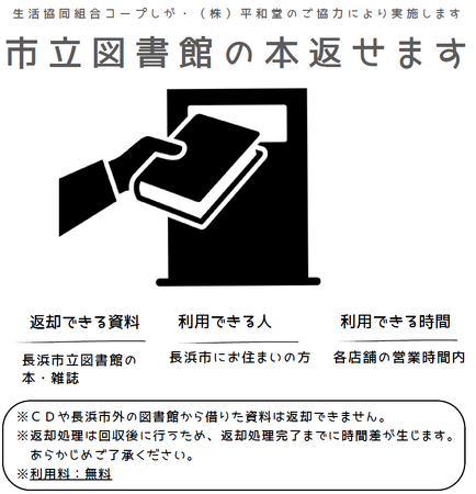 【平和堂】長浜市立図書館の返却ポストを平和堂店舗に設置