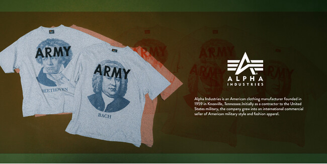 「FREAK’S STORE」が「ALPHA INDUSTRIES」に別注したグラフィックTシャツ2型を発売！ベートーヴェン＆バッハを大胆に描いたグラフィックがポイント！
