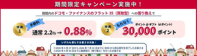 フラット３５（買取型）住宅ローン借り換えキャンペーン開始のお知らせ