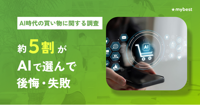 【マイベスト｜AI時代の買い物に関する調査】約5割がAIで選んで「後悔・失敗したことがある」と回答。後悔理由1位は「AIの情報誤り」
