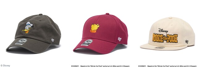 【’47（フォーティーセブン）】2026年ディズニーデザインコレクションより、5月発売の「ミッキー＆フレンズ」と「くまのプーさん」のキャップが登場