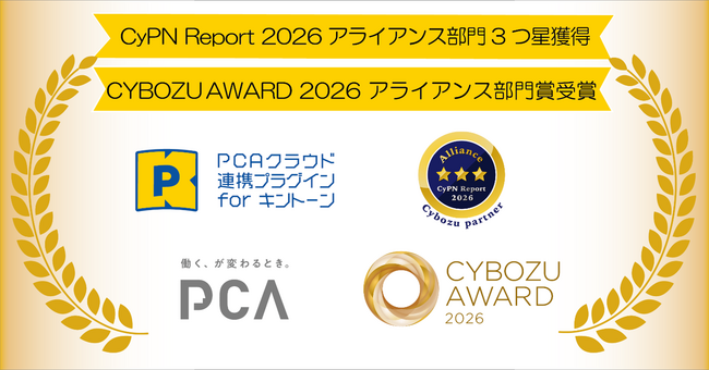 PCAがCyPN Report 2026アライアンス部門で3つ星獲得とCYBOZU AWARD 2026のアライアンス部門賞を受賞