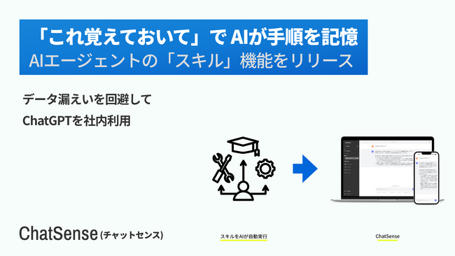 業務マニュアルをAIが自動で作成。大企業向け生成AIサービスChatSenseが「スキル機能」をリリース