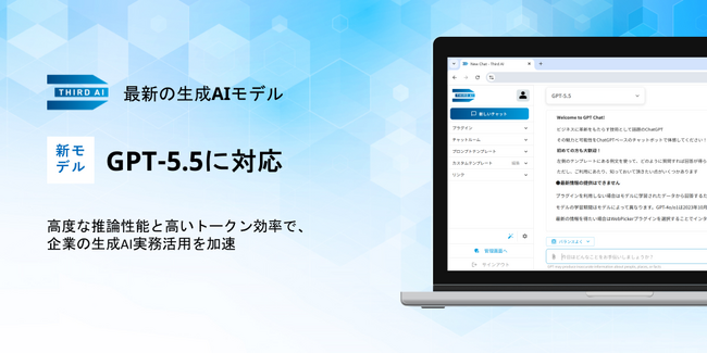 「Third AI 生成AIソリューション」、最新生成モデル「GPT-5.5」に対応 ～高度な推論性能と高いトークン効率で、企業の生成AI実務活用を加速～