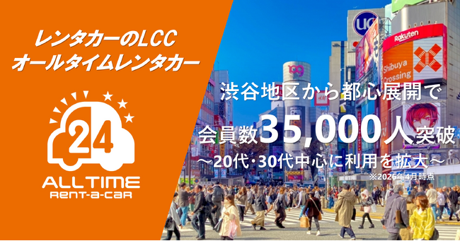 24時間利用可能なカーシェア型LCCレンタカー「オールタイムレンタカー」会員数35,000人突破