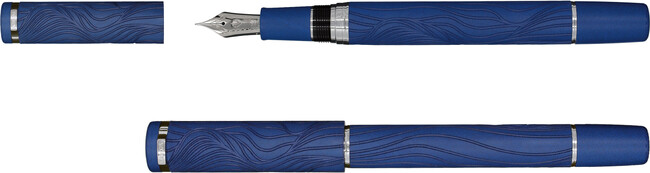 機械彫刻による波模様を宿した万年筆　EBONITE ETERNAL FLOW（エボナイトエターナルフロウ）万年筆