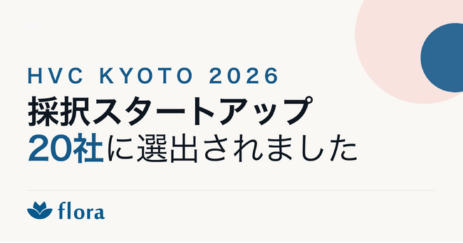 Flora、ヘルスケア領域最大級の国際ピッチ『HVC KYOTO 2026』採択スタートアップ20社に選出