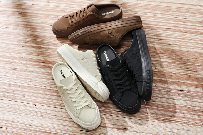 【CONVERSE】ワンスターがミニマルなミュールへ進化。上質なスエードを“ラフに纏う”新作「ONE STAR SUEDE MULE」が登場。